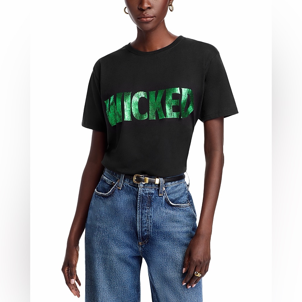 Aqua X Wicked Logo Black and Green Short Sleeve Shirt Tee Size Medium